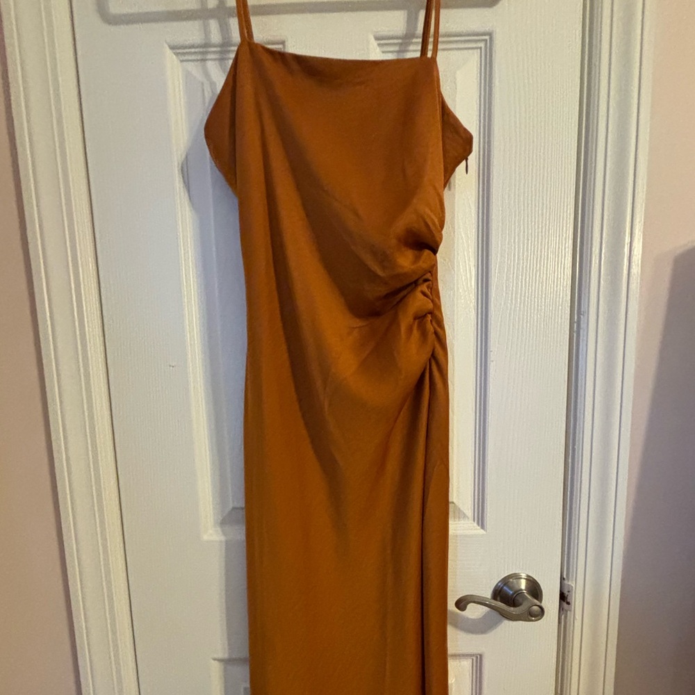 House of Harlow 1960 One Shoulder Dress in Warm Tan